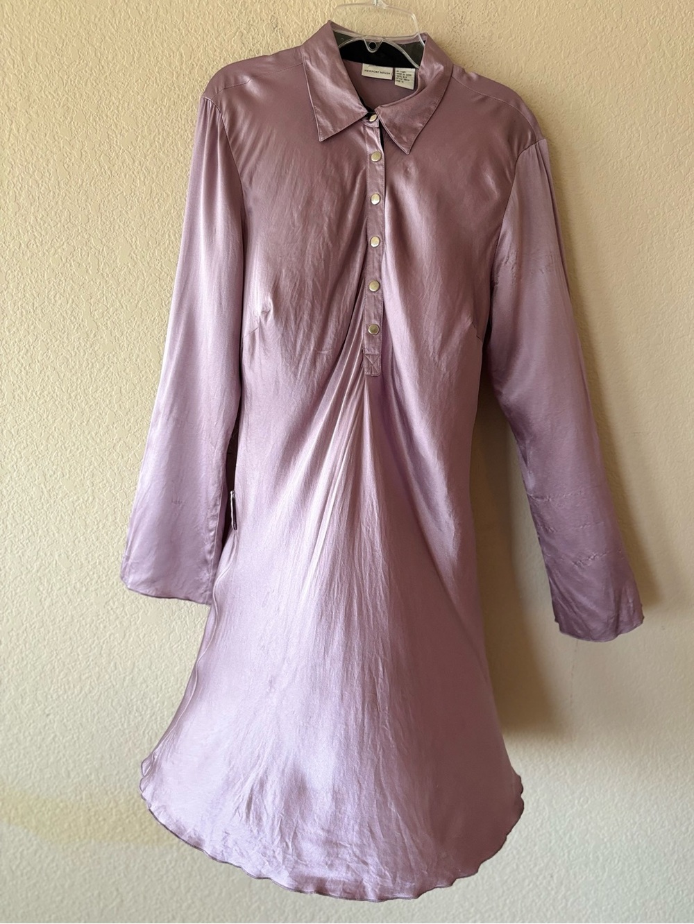 Silk Lavender Long-Sleeve Shirt Dress